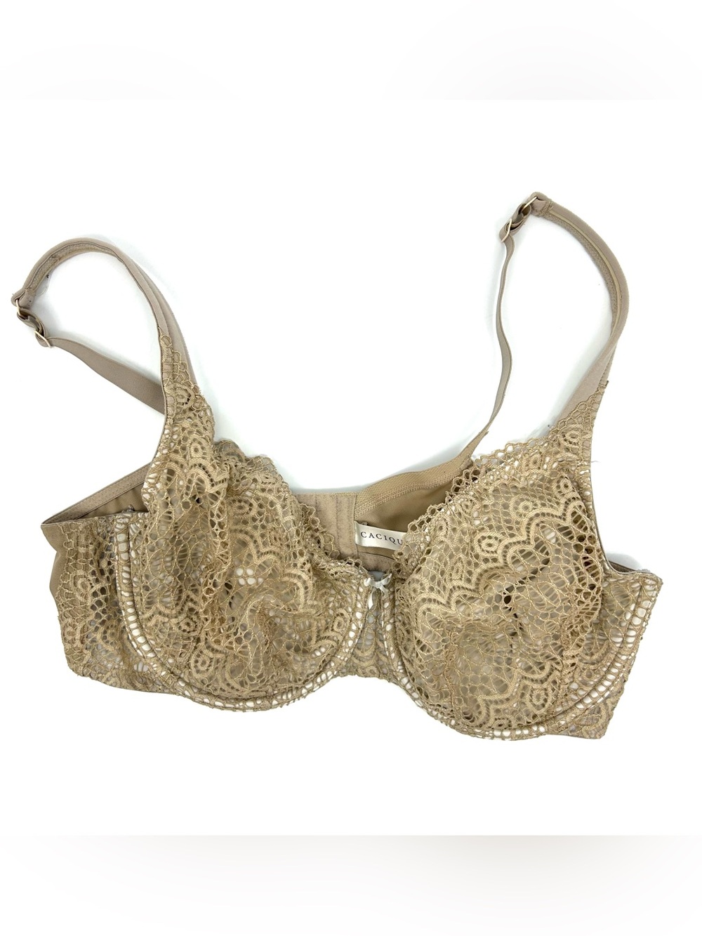 Cacique Modern Linear Lace Bra Underwire Tan